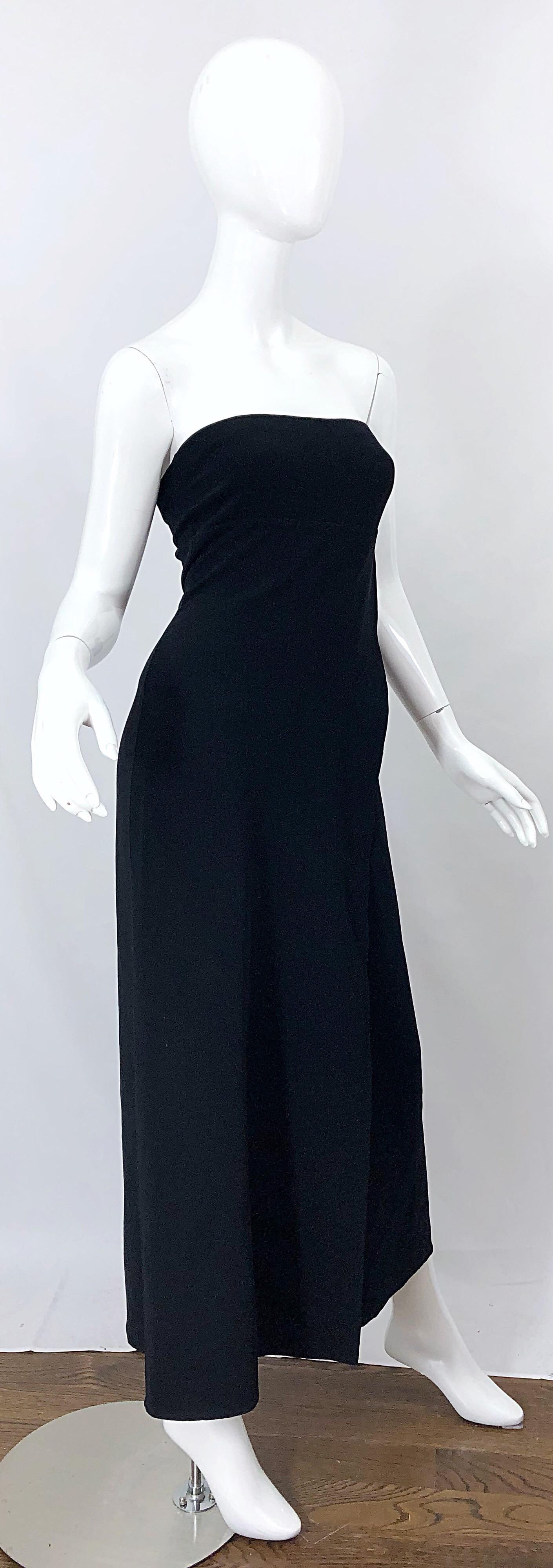 1990s Donna Karan New York Size 4 Black Strapless Vintage 90s Gown Maxi Dress 2