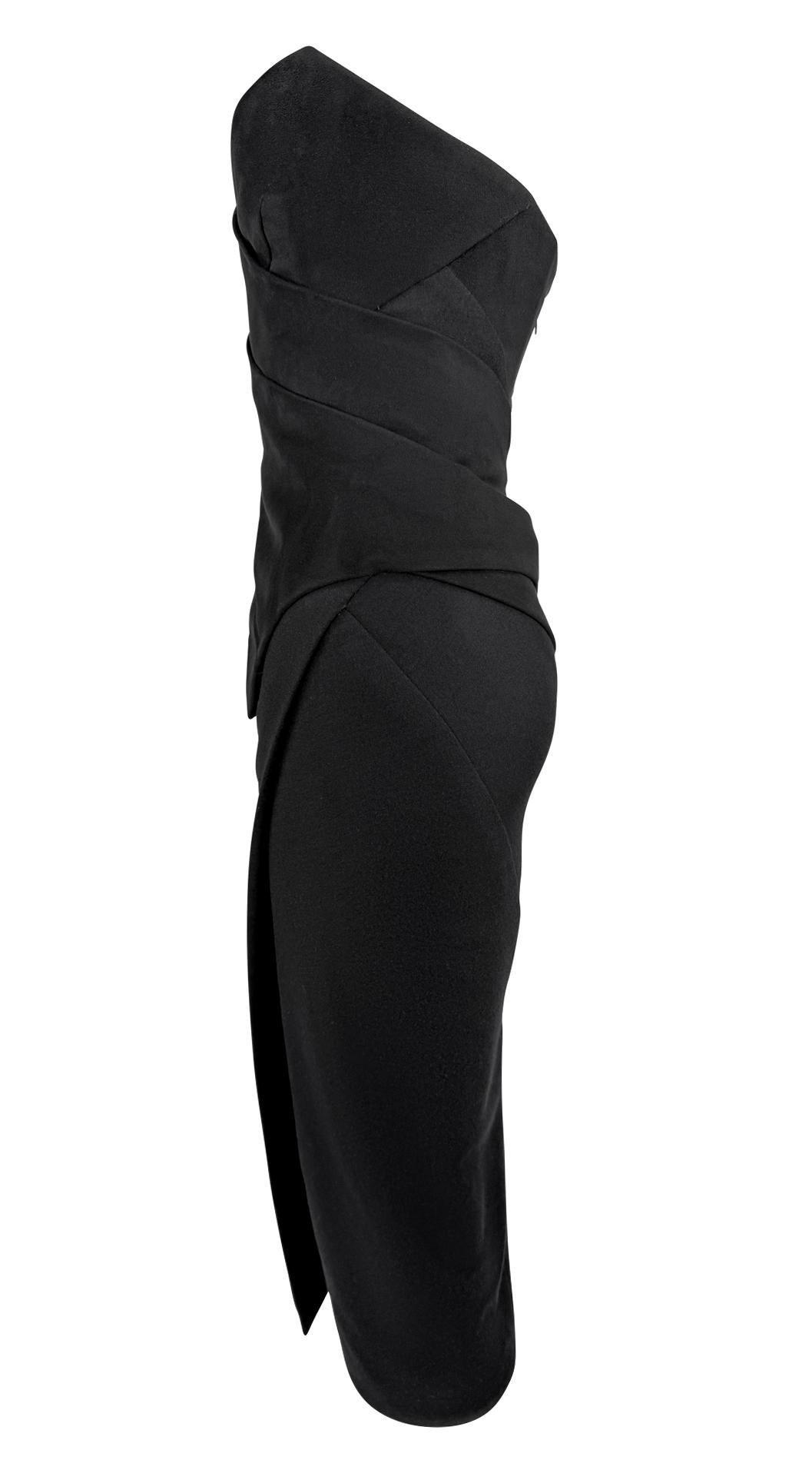 Prototipo de Donna Karan de los años 90 Vestido sin tirantes negro escultural con corsé y huesos Negro en venta