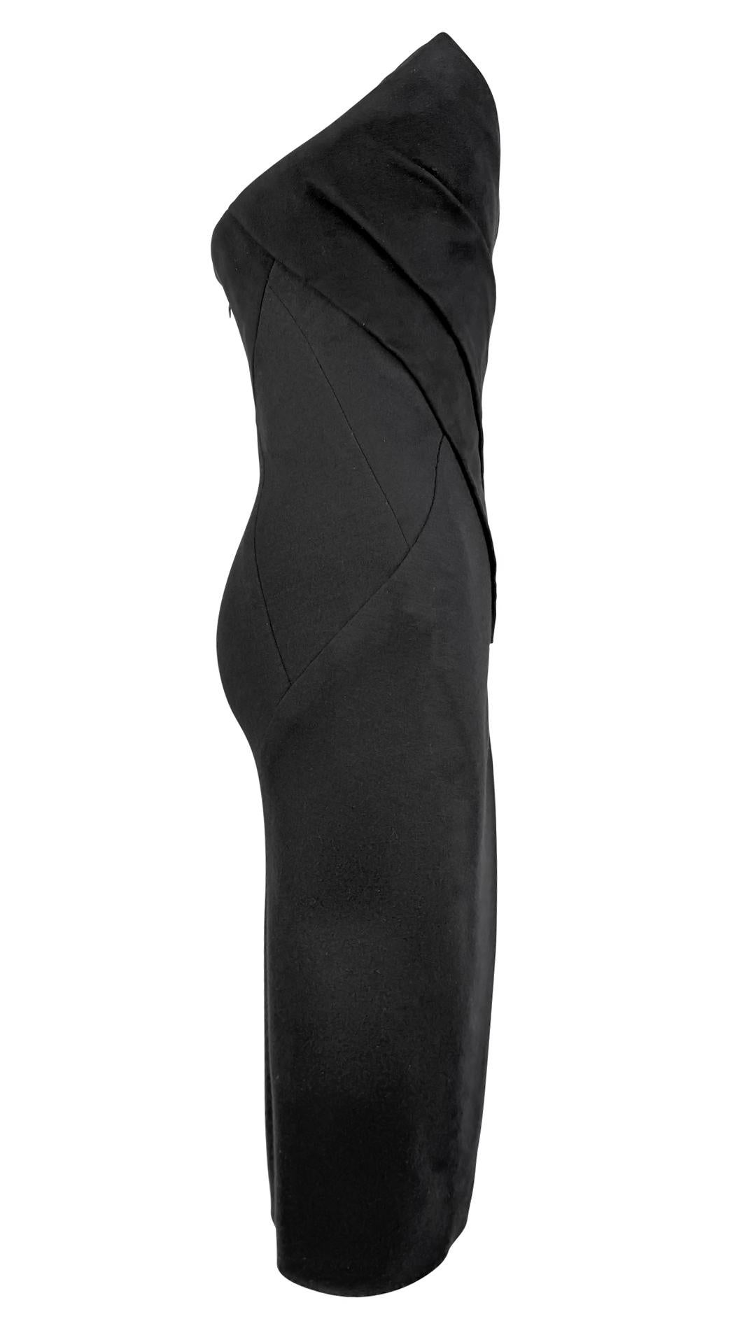 De las mujeres Prototipo de Donna Karan de los años 90 Vestido sin tirantes negro escultural con corsé y huesos en venta