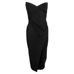 1990s Donna Karan Prototype Black Sculptural Corset Boned Strapless Dress