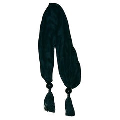 1990's Donna Karan Scarf Shawl w/ Oversized Bead and Tassel