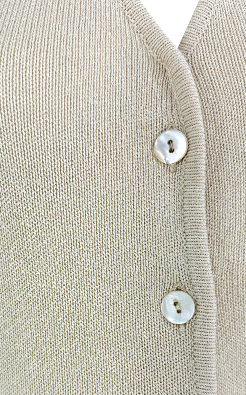 1990s Donna Karan Semi-Sheer Button Up Off-White Halter Neck Stretch Knit Top 3