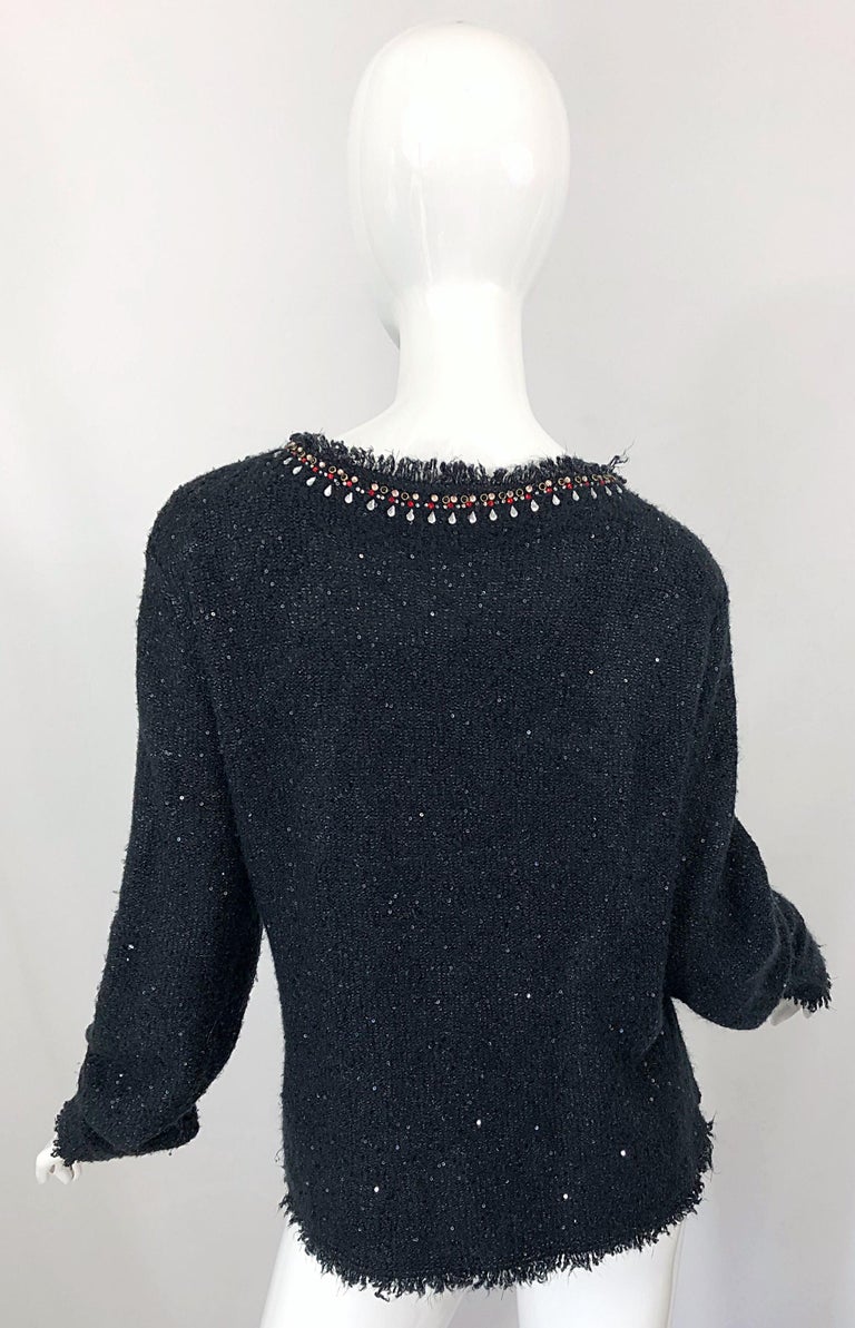 Cardigan Femme Casual Corner En Laine Mélangée Avec Paillettes – Taille XL Bleu – Vintage Habillé