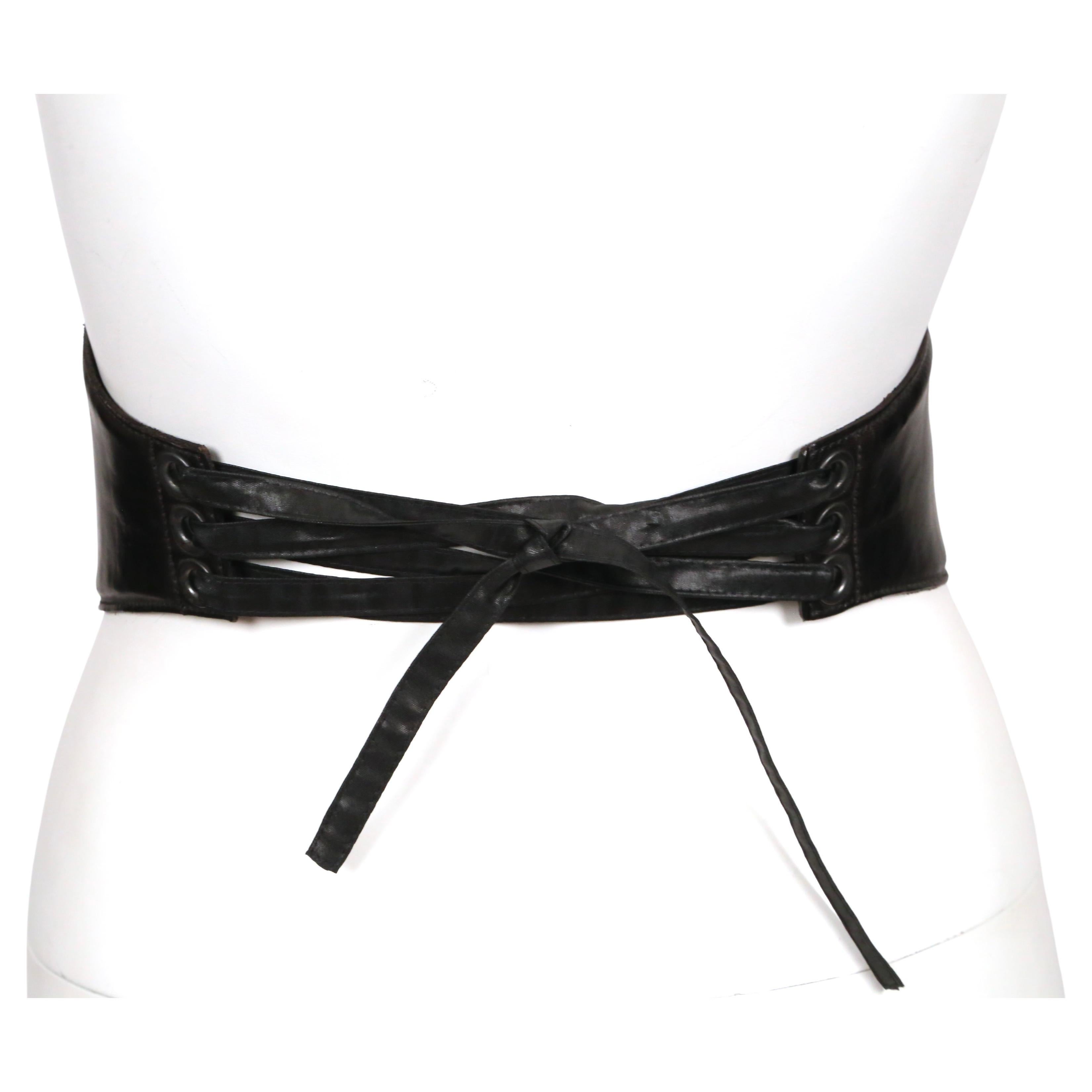 Women's or Men's 1990's DRIES VAN NOTEN black leather corset belt For Sale