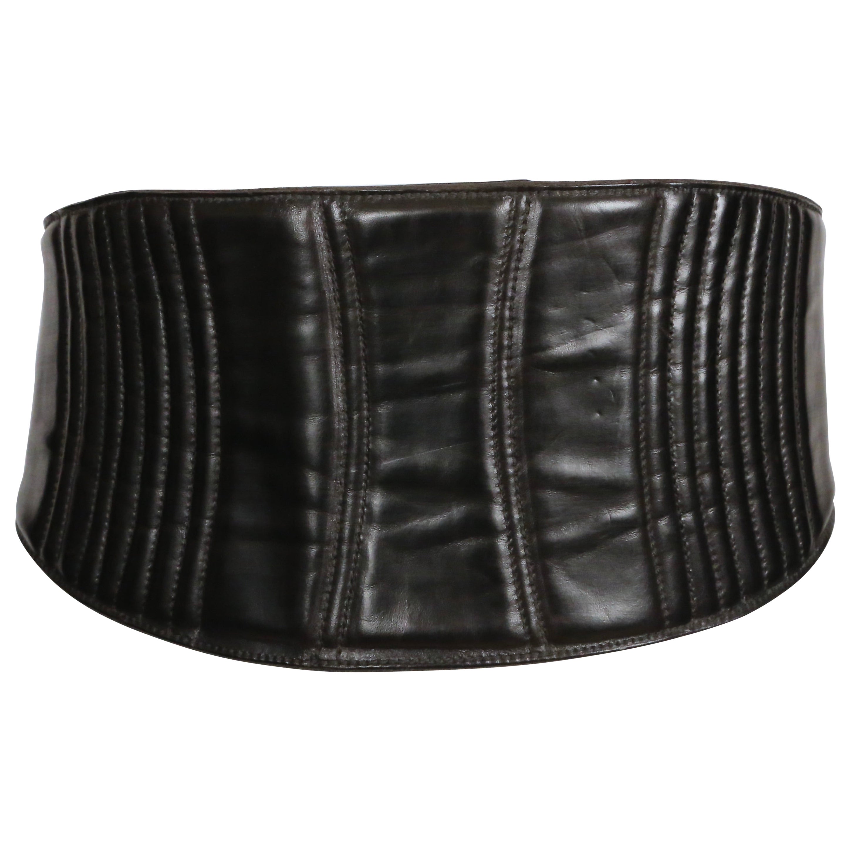 Cinturón corsé de cuero negro DRIES VAN NOTEN años 90