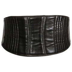 Cinturón corsé de cuero negro DRIES VAN NOTEN años 90