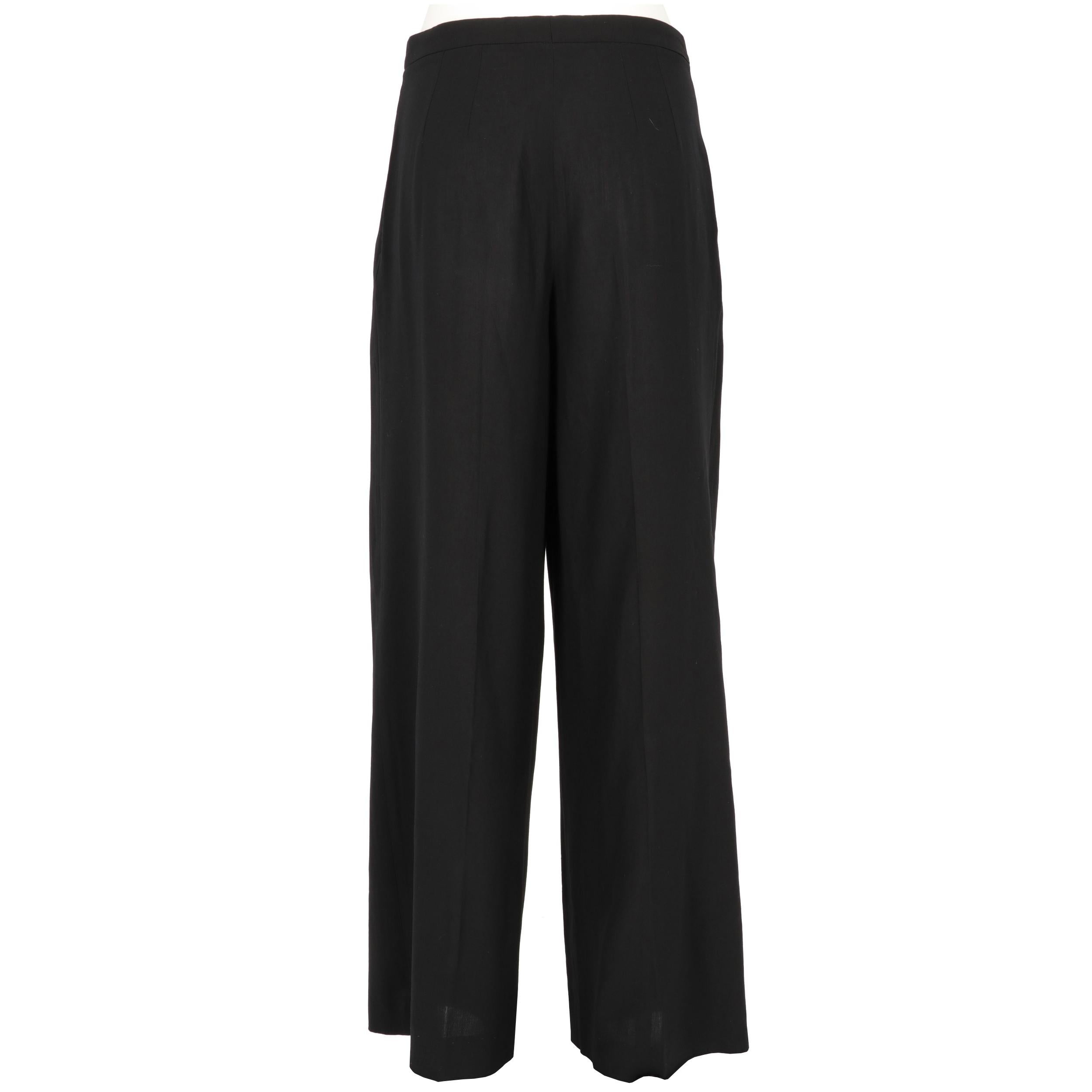 1990s Dries Van Noten black wide leg wool trousers In Excellent Condition For Sale In Lugo (RA), IT