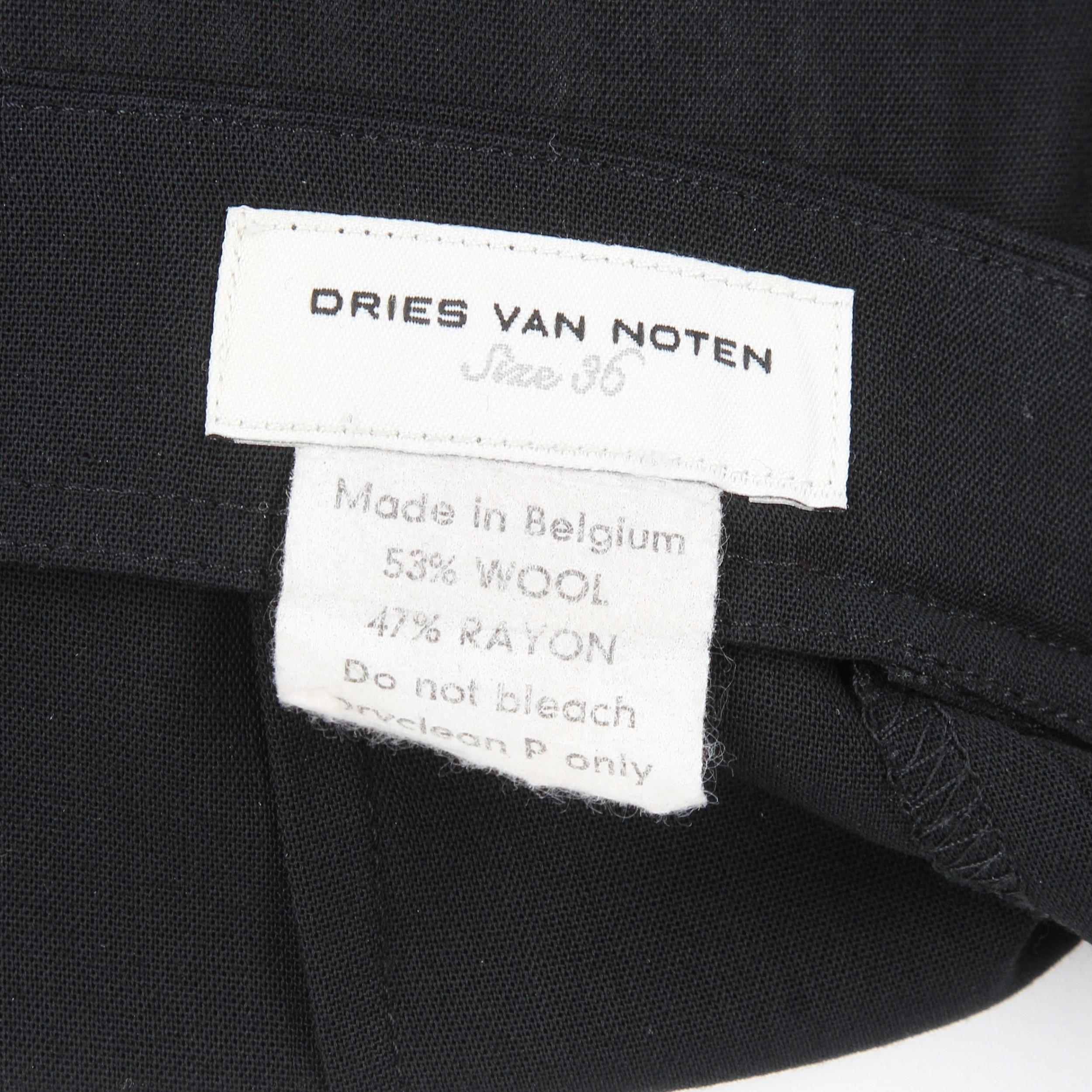 1990s Dries Van Noten black wide leg wool trousers For Sale 2