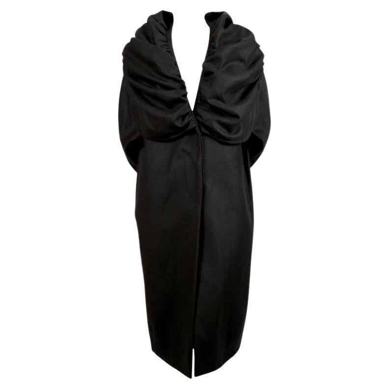 1990's DRIES VAN NOTEN black wool coat with dramatic shawl collar For Sale