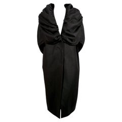 Vintage 1990's DRIES VAN NOTEN black wool coat with dramatic shawl collar