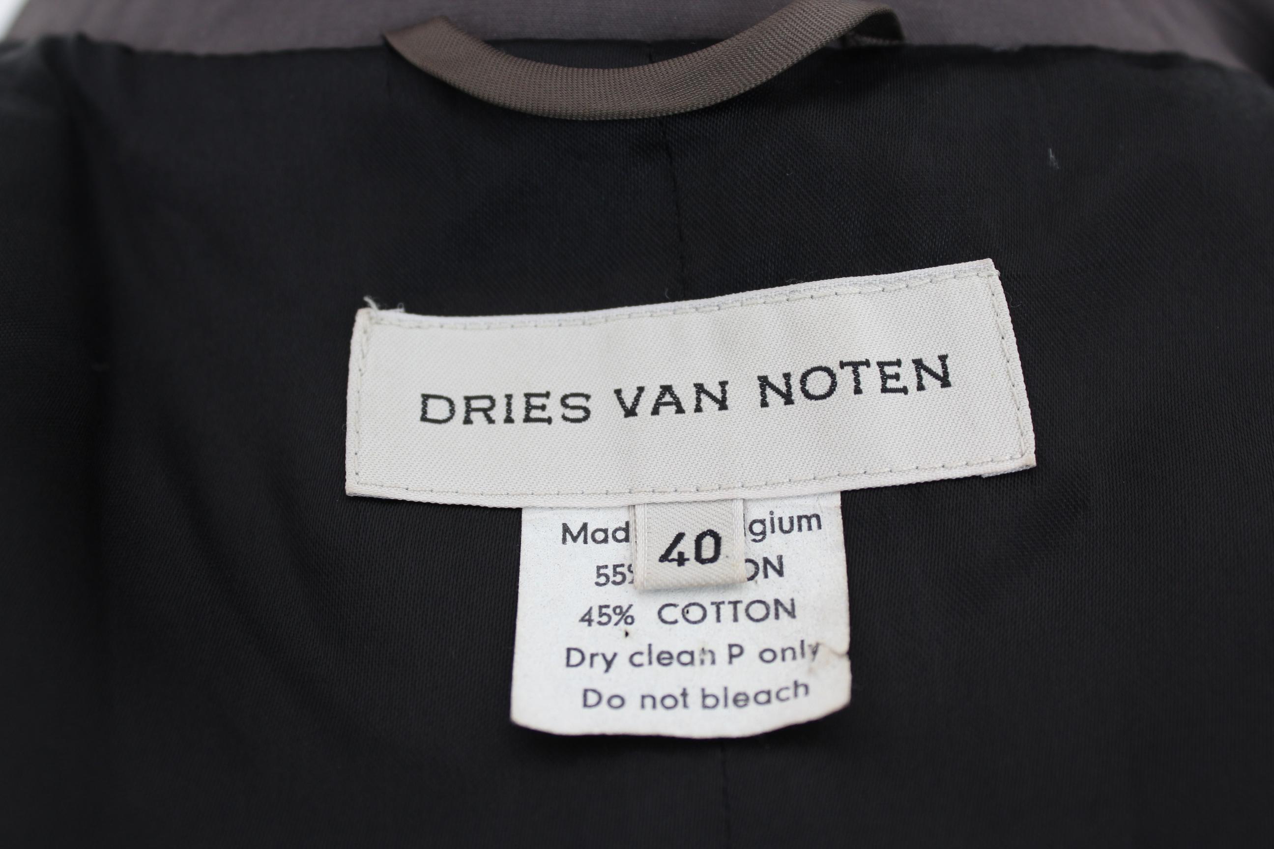 Dries Van Noten Gray Cotton Flared Evening Embroidery Jacket 1990s 4