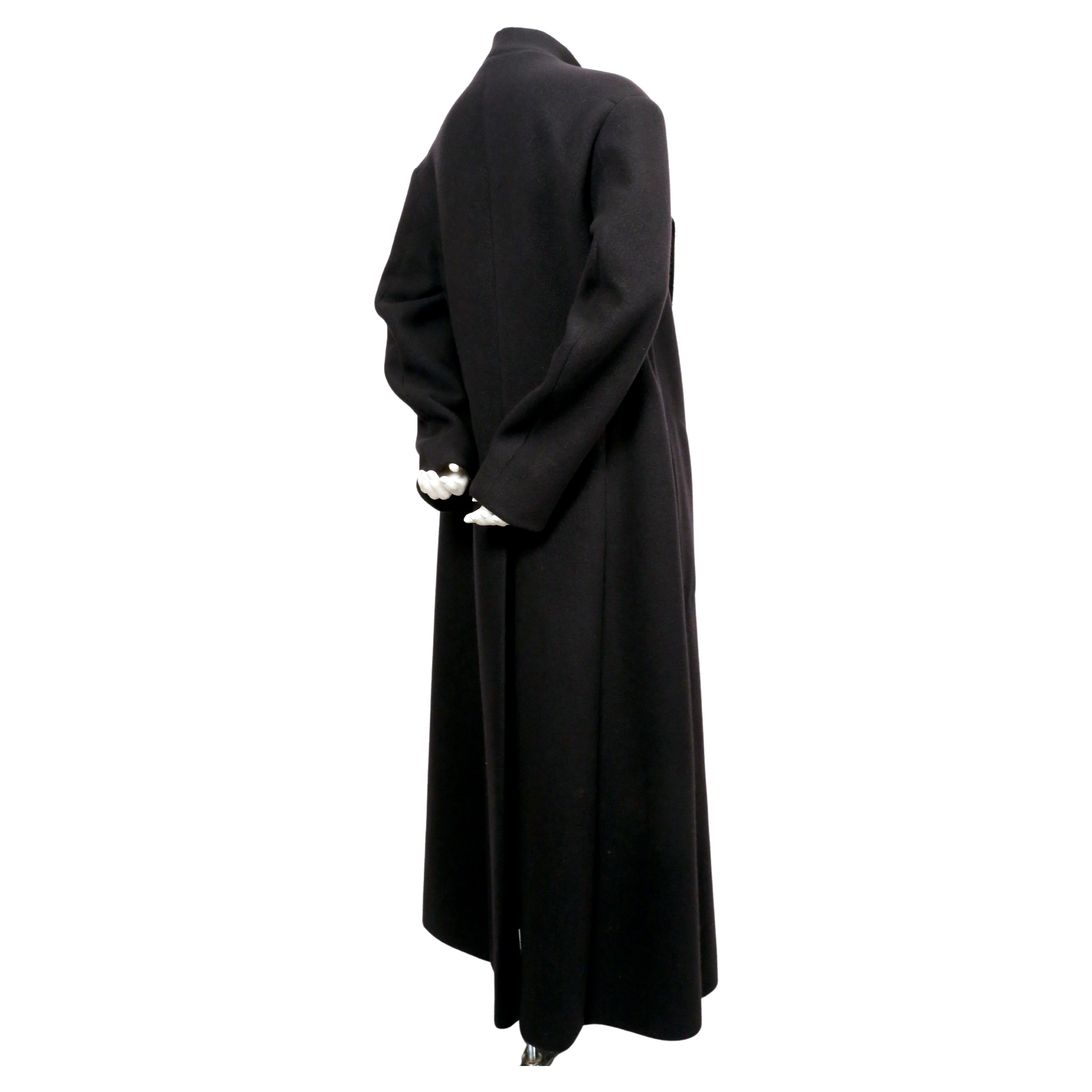 Black 1990's DRIES VAN NOTEN maxi length black wool coat For Sale