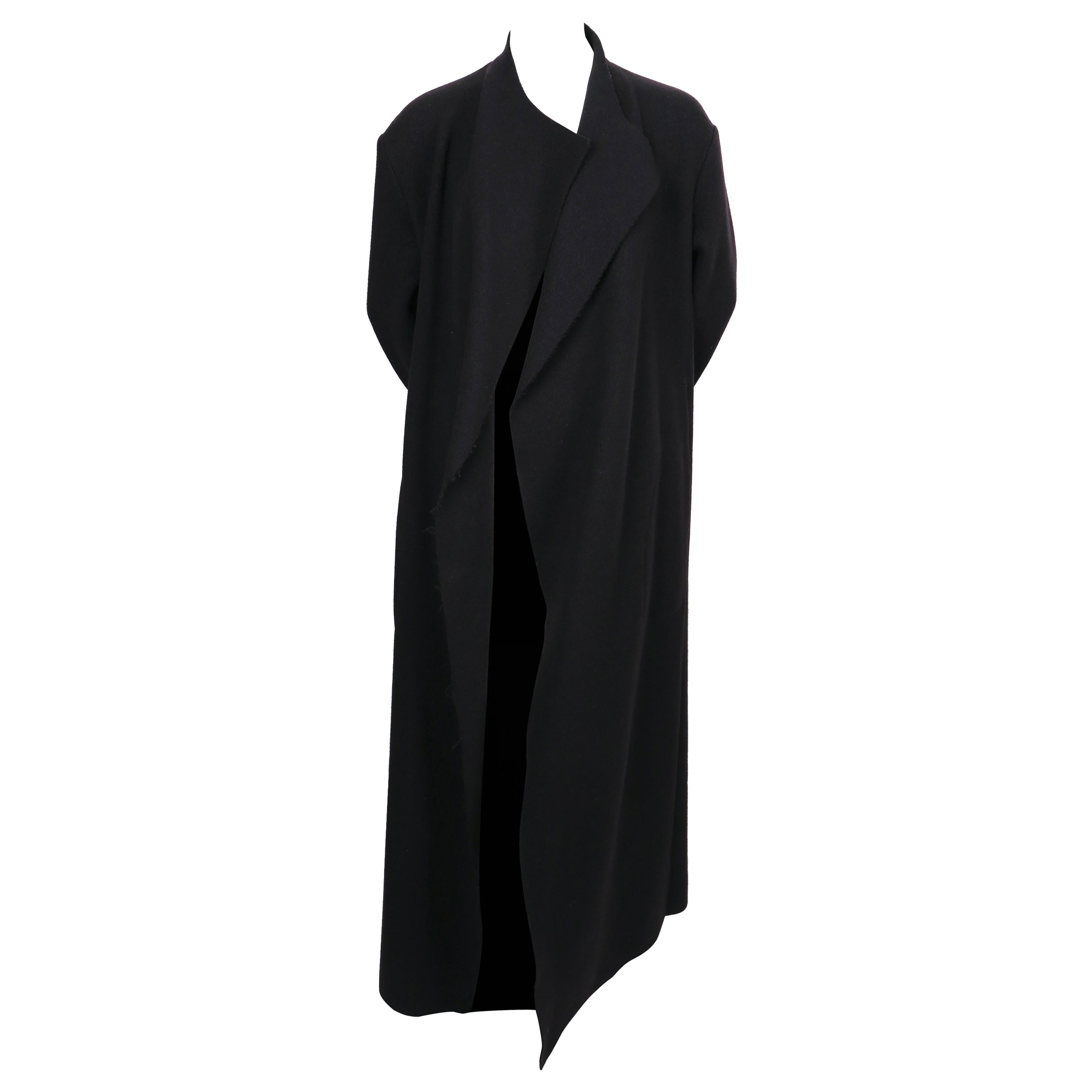 1990
s DRIES VAN NOTEN maxi length black wool coat