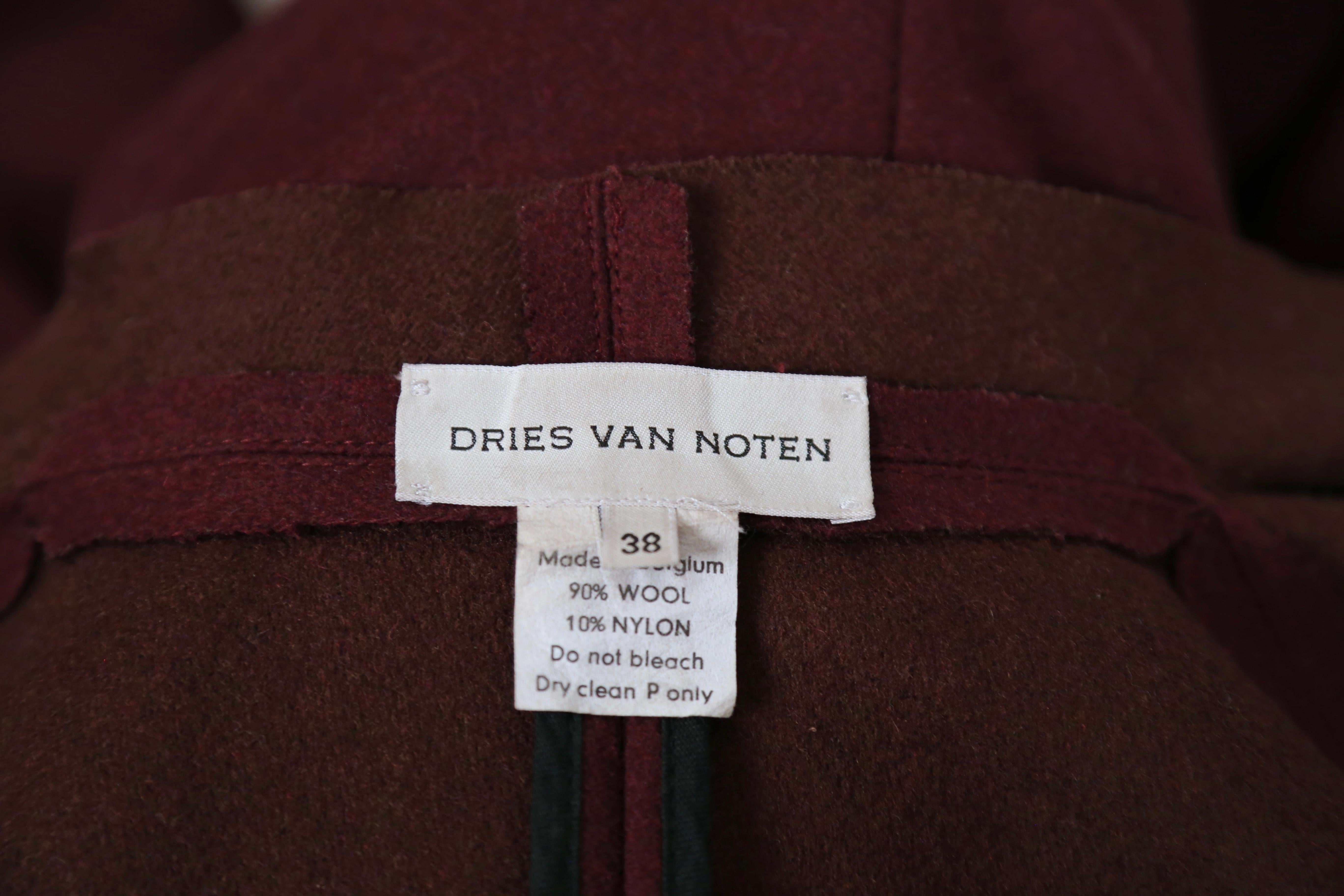 1990's DRIES VAN NOTEN maxi length burgundy wool sleeveless coat For Sale 1