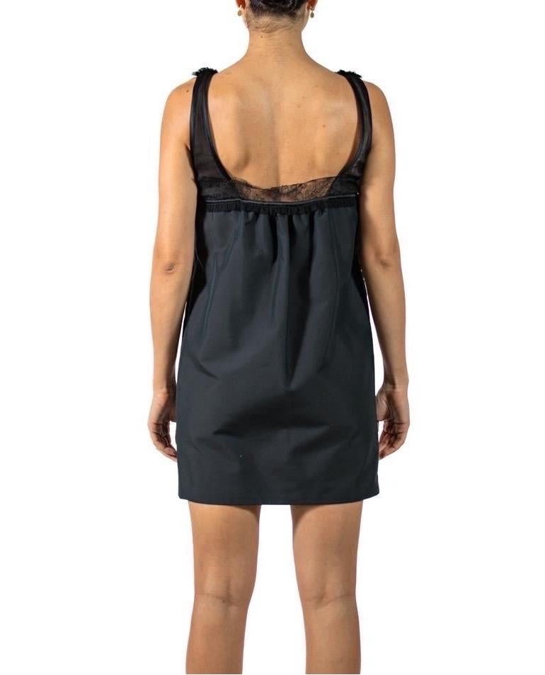 1990S DSQUARED Black Cotton & Poly Cocktail Dress With Sheer Neck And Beaded De 2