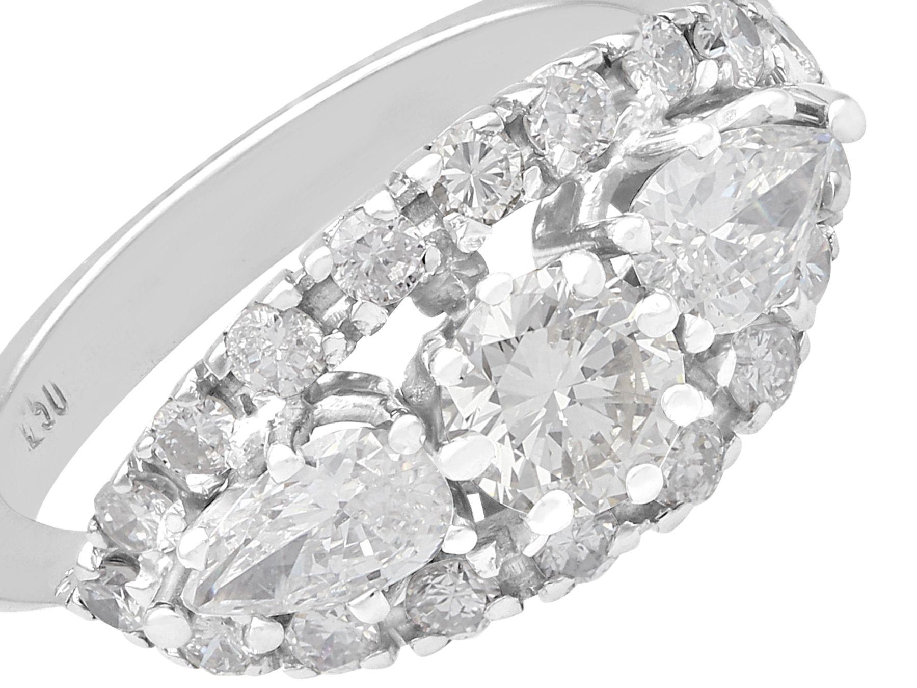 1990er Jahre holländischer 1,77 Karat Diamant und Weißgold Kleid-Ring (Retro) im Angebot