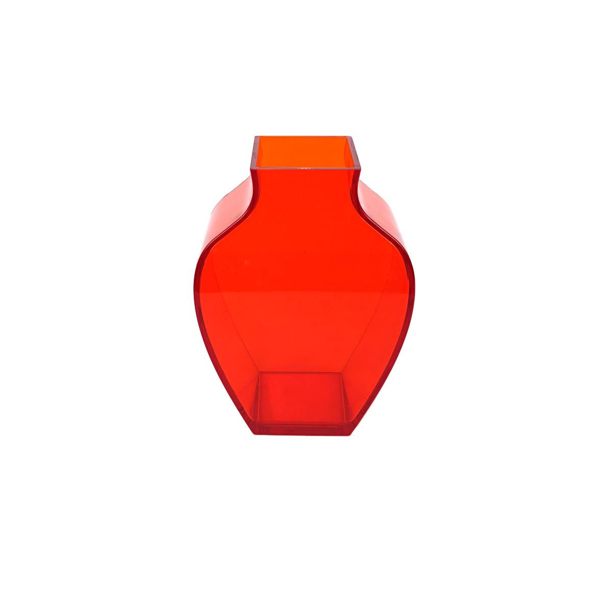 1990s Dutch Design Plexiglass Red Vase Within a Green Vase For Sale 5