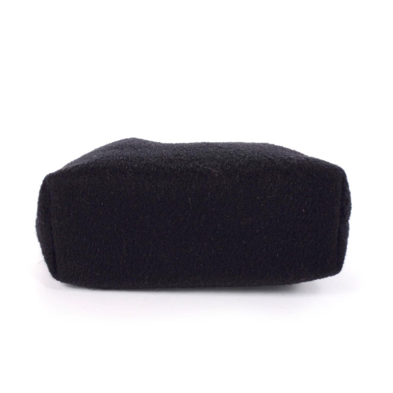 1990s Early Kate Spade Black Mohair Wool Handbag With Double Braided