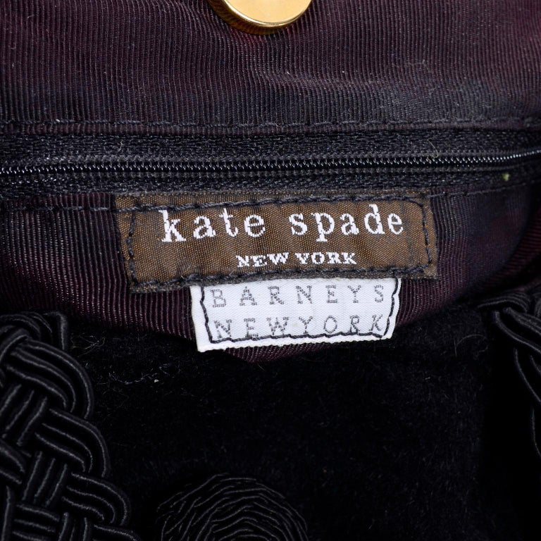 1990s Early Kate Spade Black Mohair Wool Handbag With Double Braided