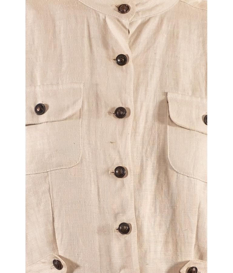 1990S Grenouillère en lin écru en vente 6