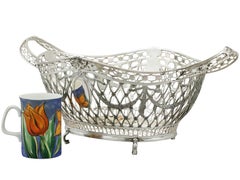 1990s Edwardian Style Judaica Silver Fruit Basket/Centrepiece