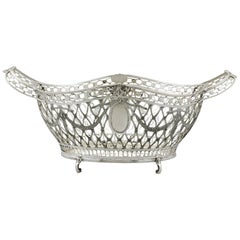 1990s Edwardian Style Judaica Silver Fruit Basket/Centrepiece