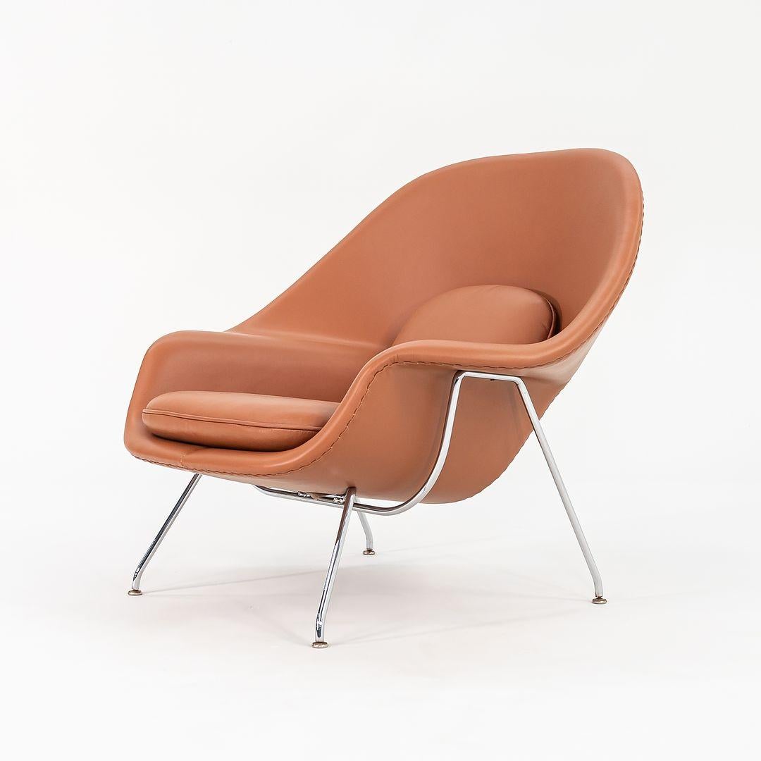 Chaise et pouf Eero Saarinen des années 1990 en cuir cognac neuf modèle 70L & 74Y en vente 3