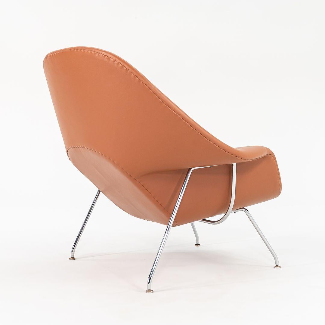 Moderne Chaise et pouf Eero Saarinen des années 1990 en cuir cognac neuf modèle 70L & 74Y en vente