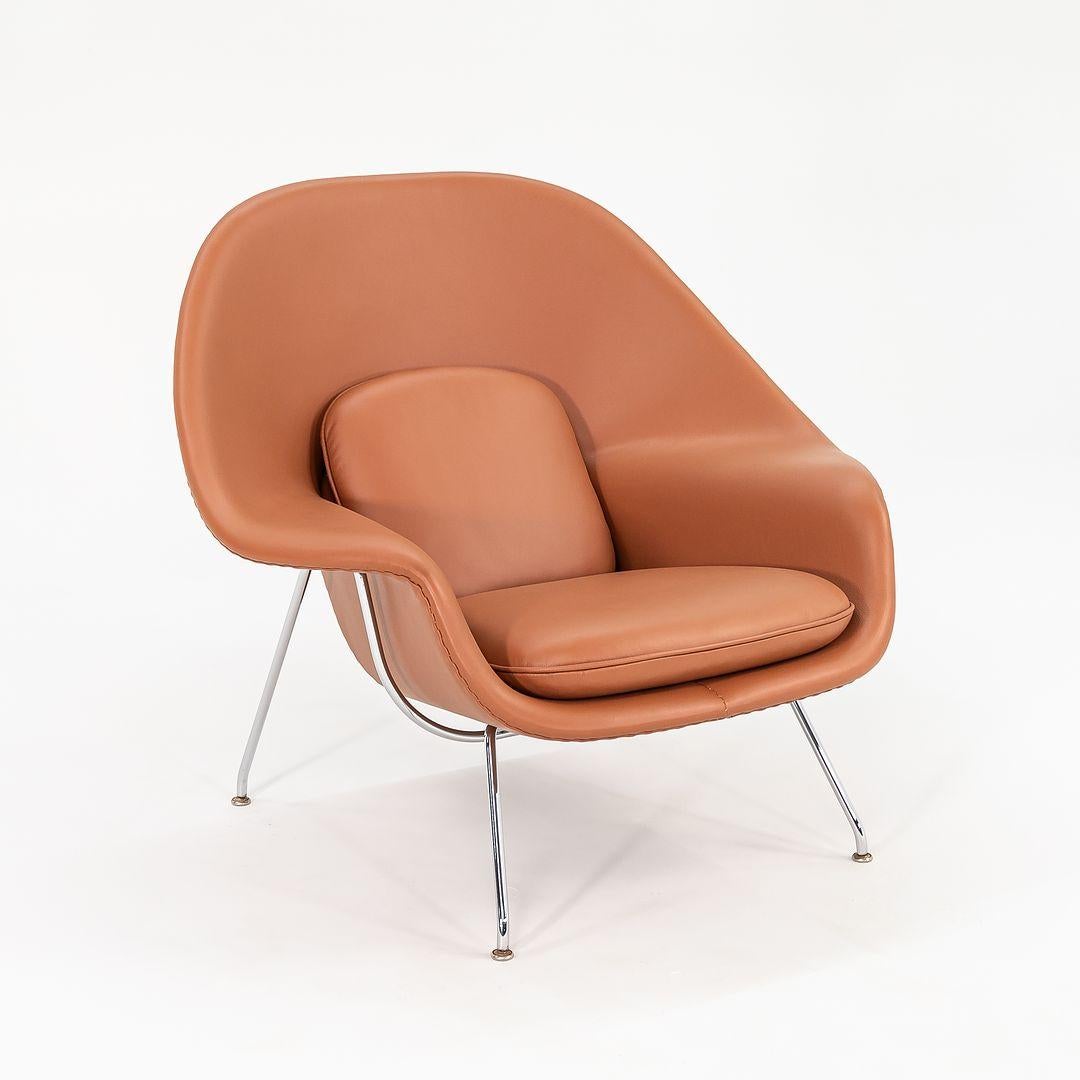 Chaise et pouf Eero Saarinen des années 1990 en cuir cognac neuf modèle 70L & 74Y Excellent état - En vente à Philadelphia, PA