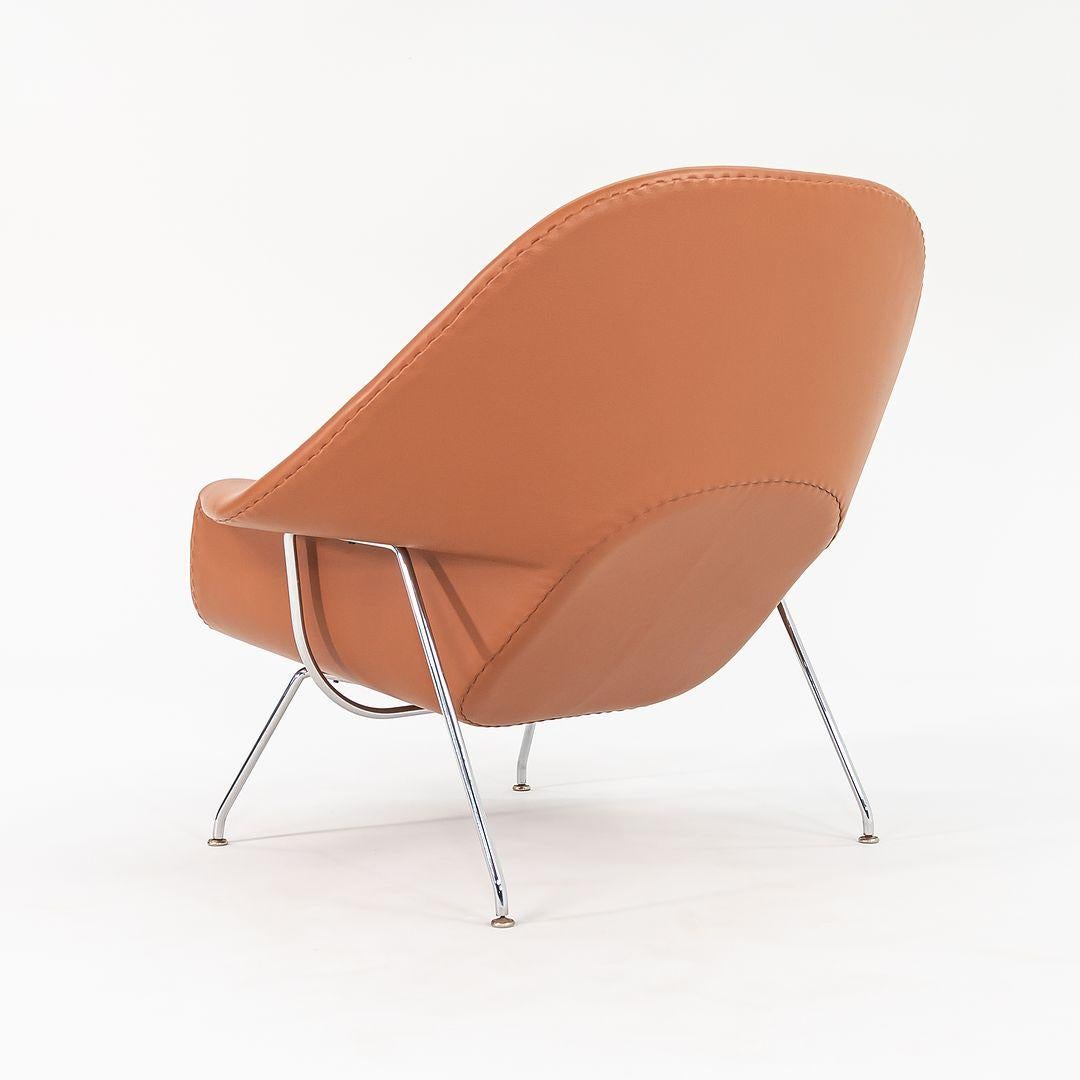 Chaise et pouf Eero Saarinen des années 1990 en cuir cognac neuf modèle 70L & 74Y en vente 1