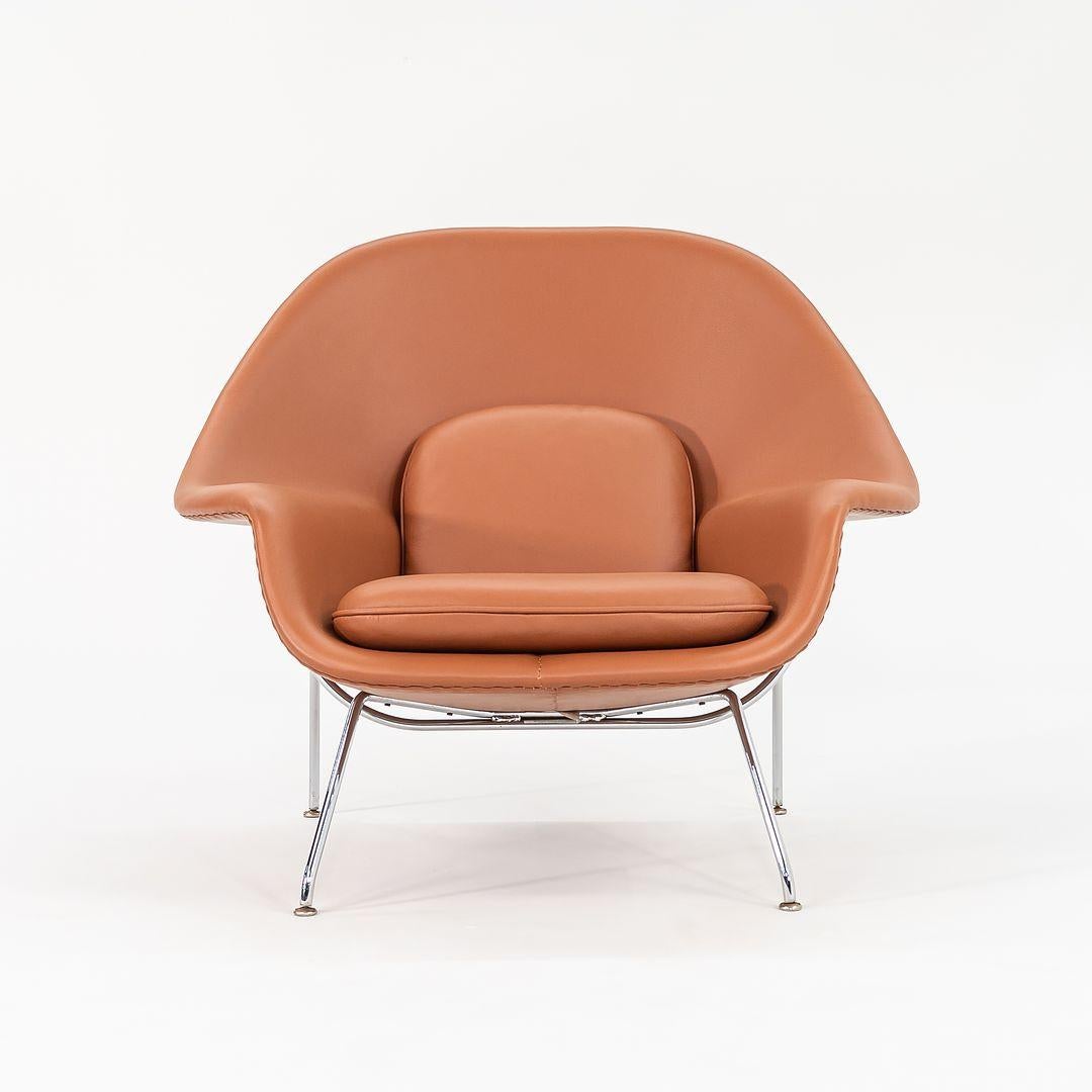 Chaise et pouf Eero Saarinen des années 1990 en cuir cognac neuf modèle 70L & 74Y en vente 2