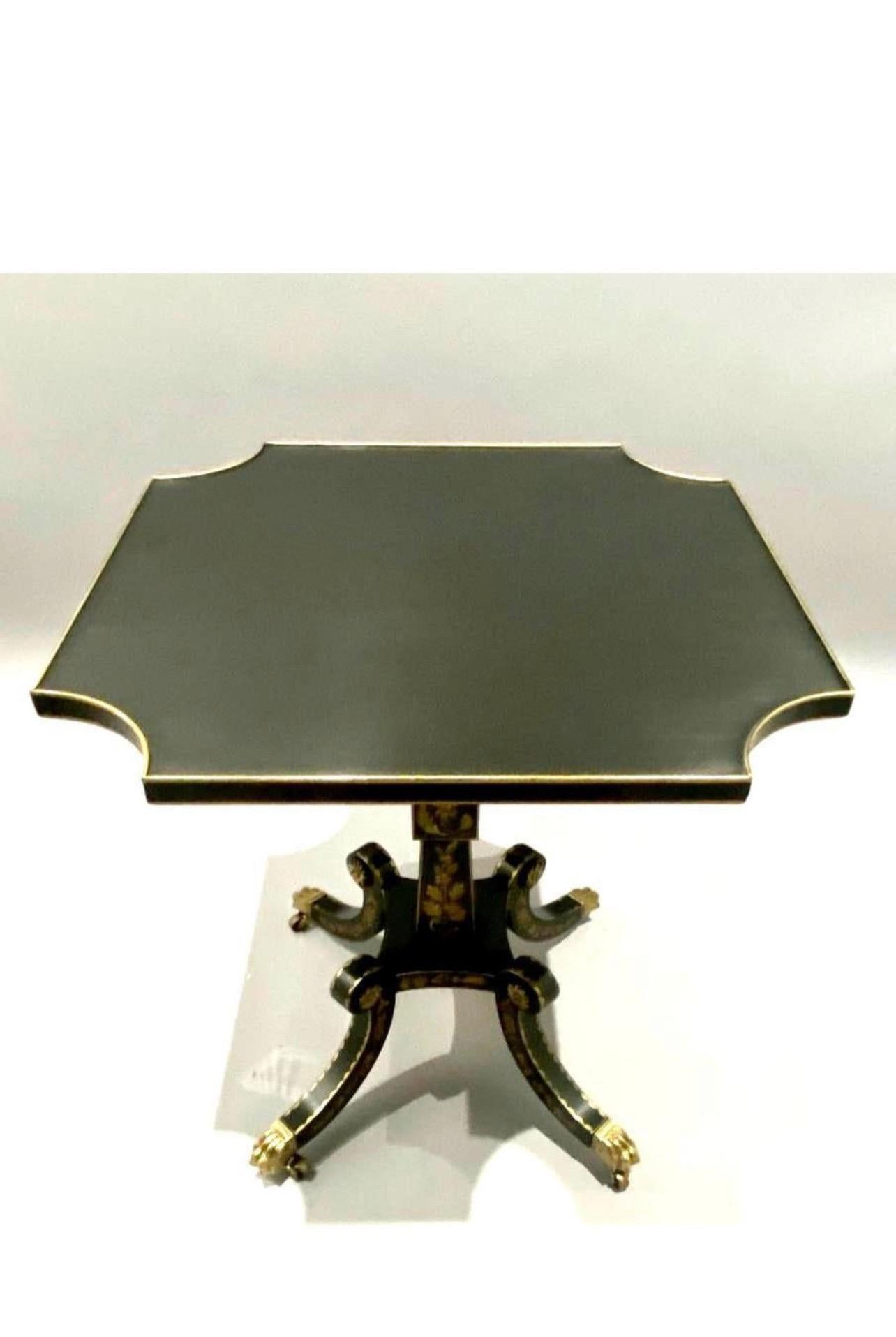 Spectacular EJ Victor piece. Newport Historic Collection Table raised on a four sided pedestal base with scrolled legs, gold guilt, and hand painting, finishing on brass paw feet and casters.


Condition Disclosure:
Please understand nearly all of
