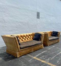 Divani Chesterfield Knole in pelle naturale EJ Victor Ralph Lauren degli anni '90, set da 2