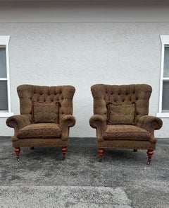 1990s EJ Victor Ralph Lauren Style Library Chairs, Set of 2