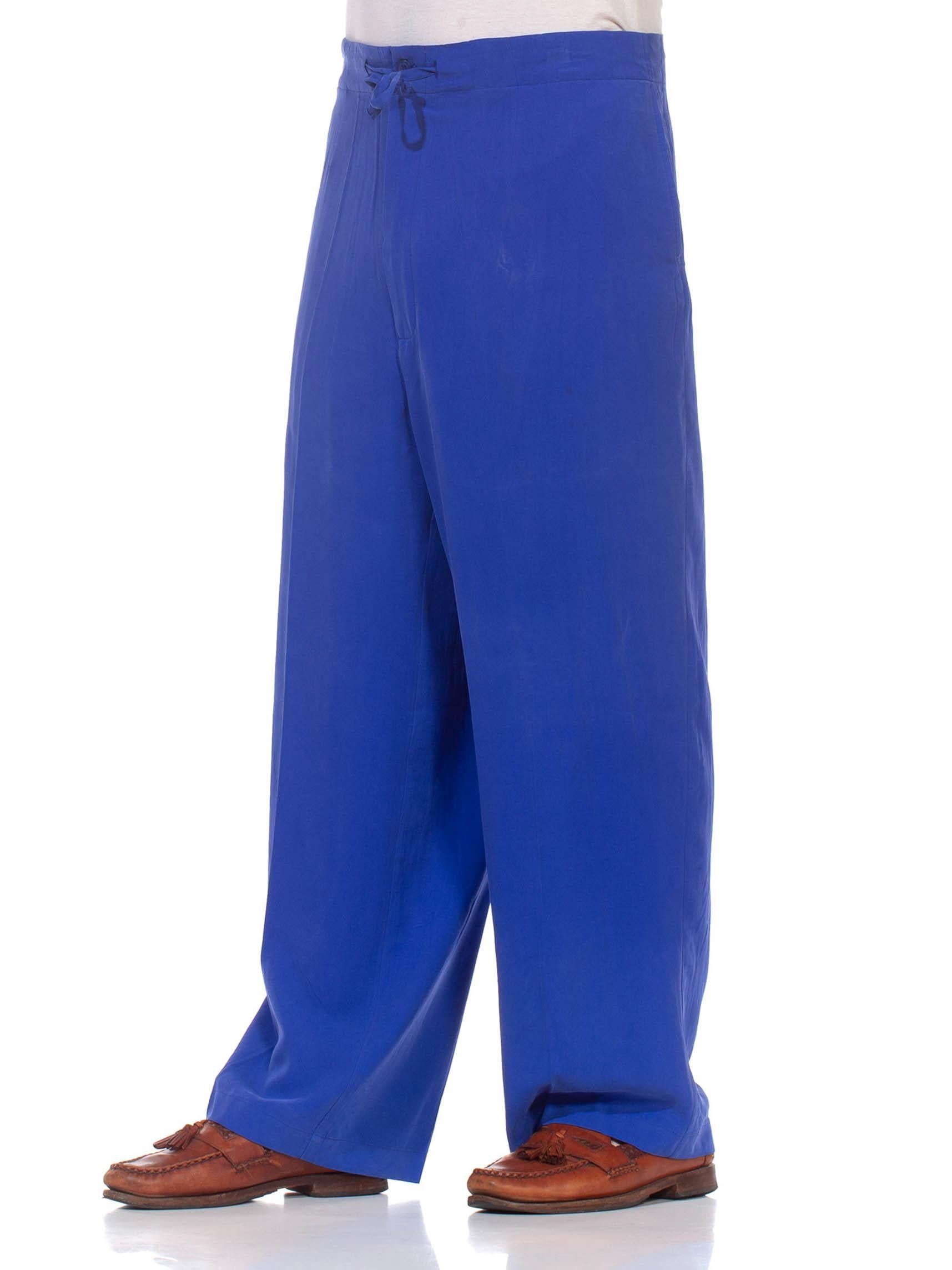 1990S Electric Blue Silk Pants For Sale 6