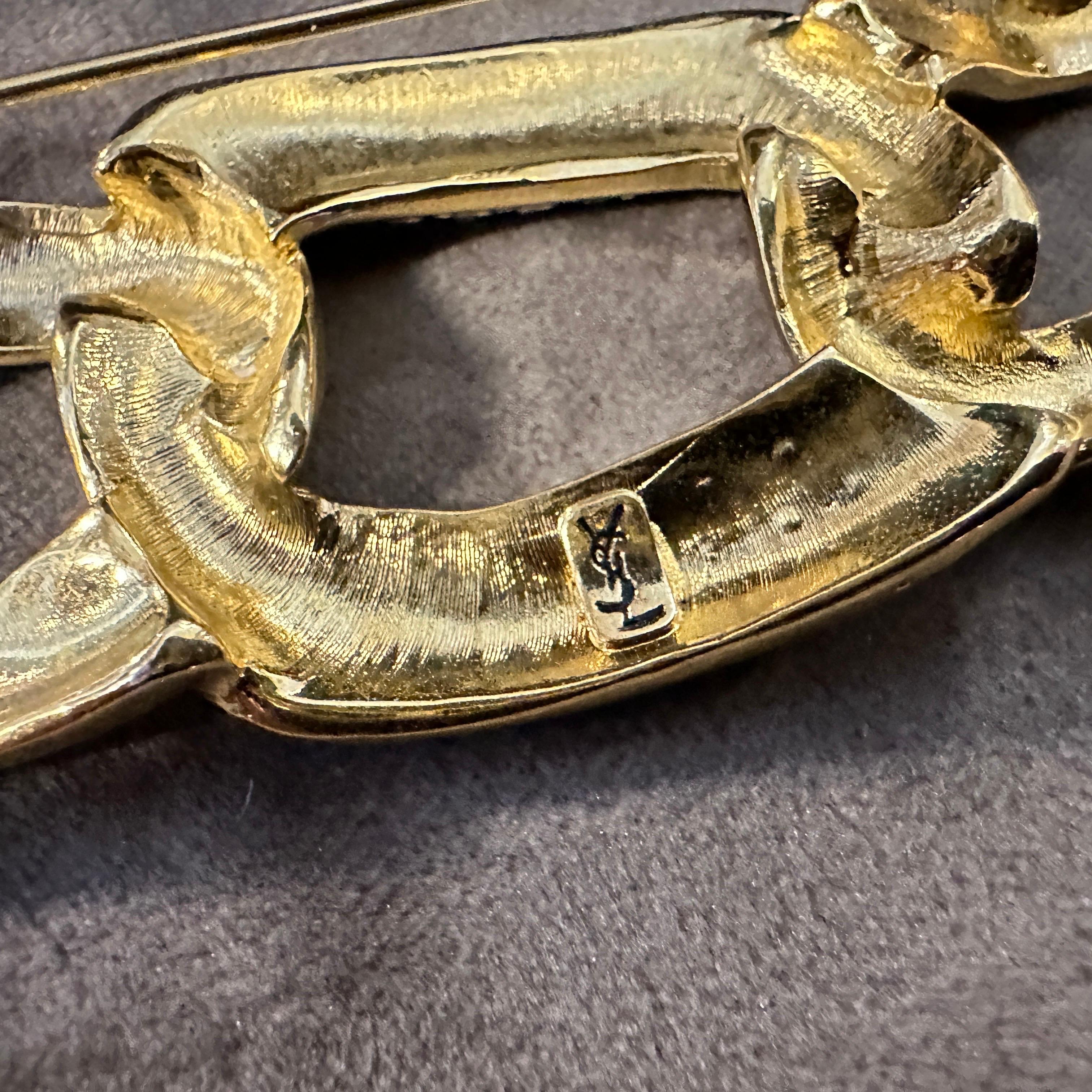 1990s Elegant Costume Jewelry Brooch by Yves Saint Laurent For Sale 5