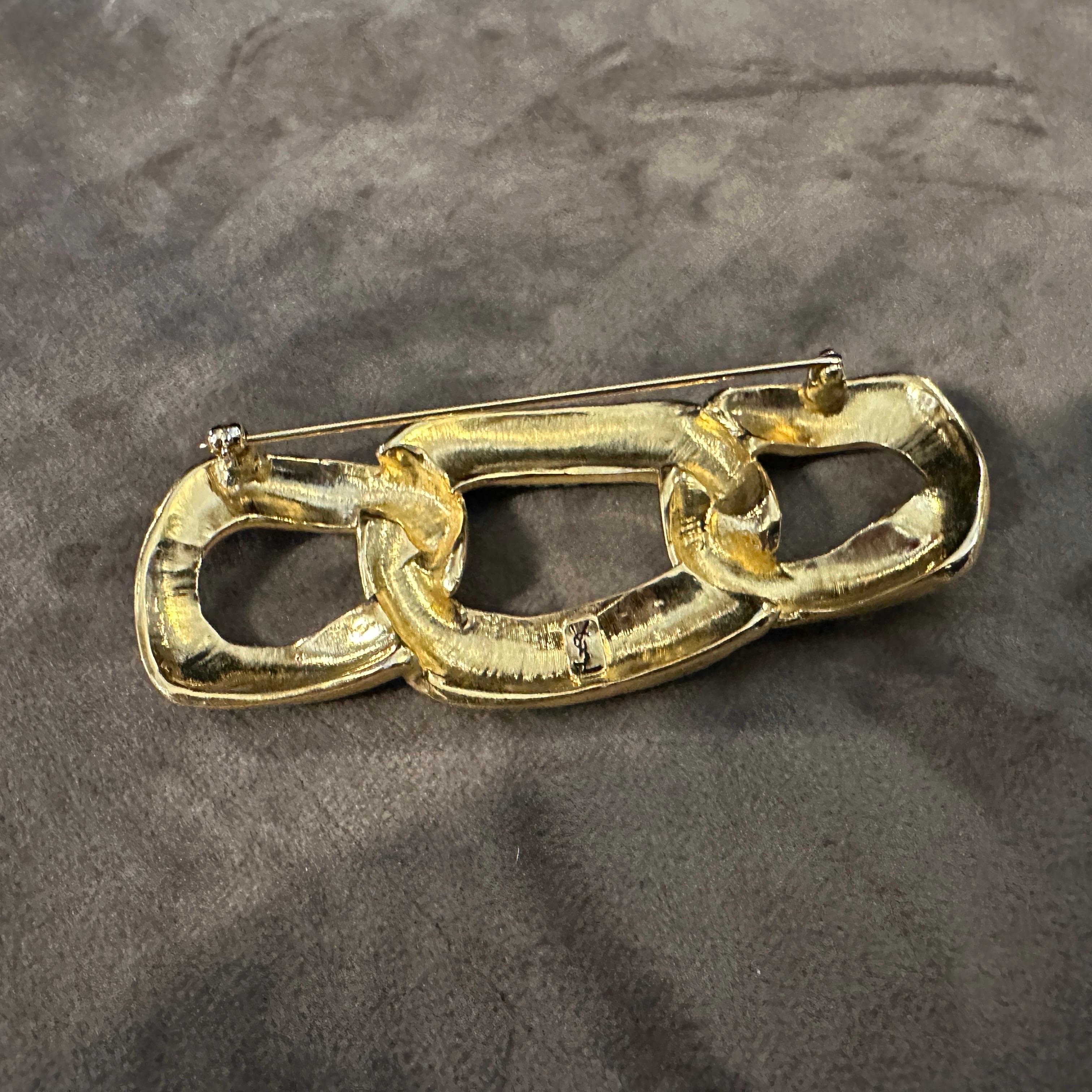 1990s Elegant Costume Jewelry Brooch by Yves Saint Laurent For Sale 2