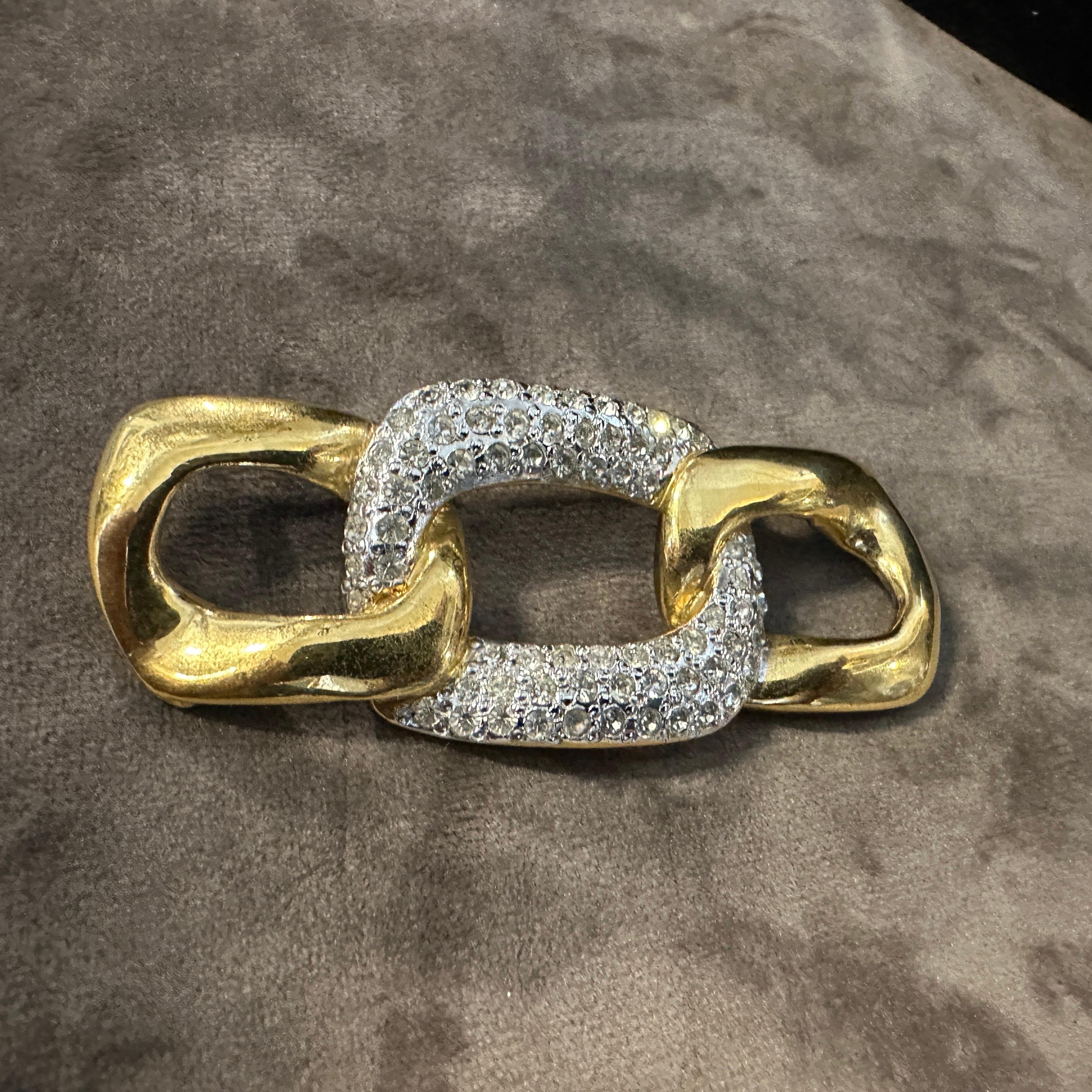 1990s Elegant Costume Jewelry Brooch by Yves Saint Laurent For Sale 3