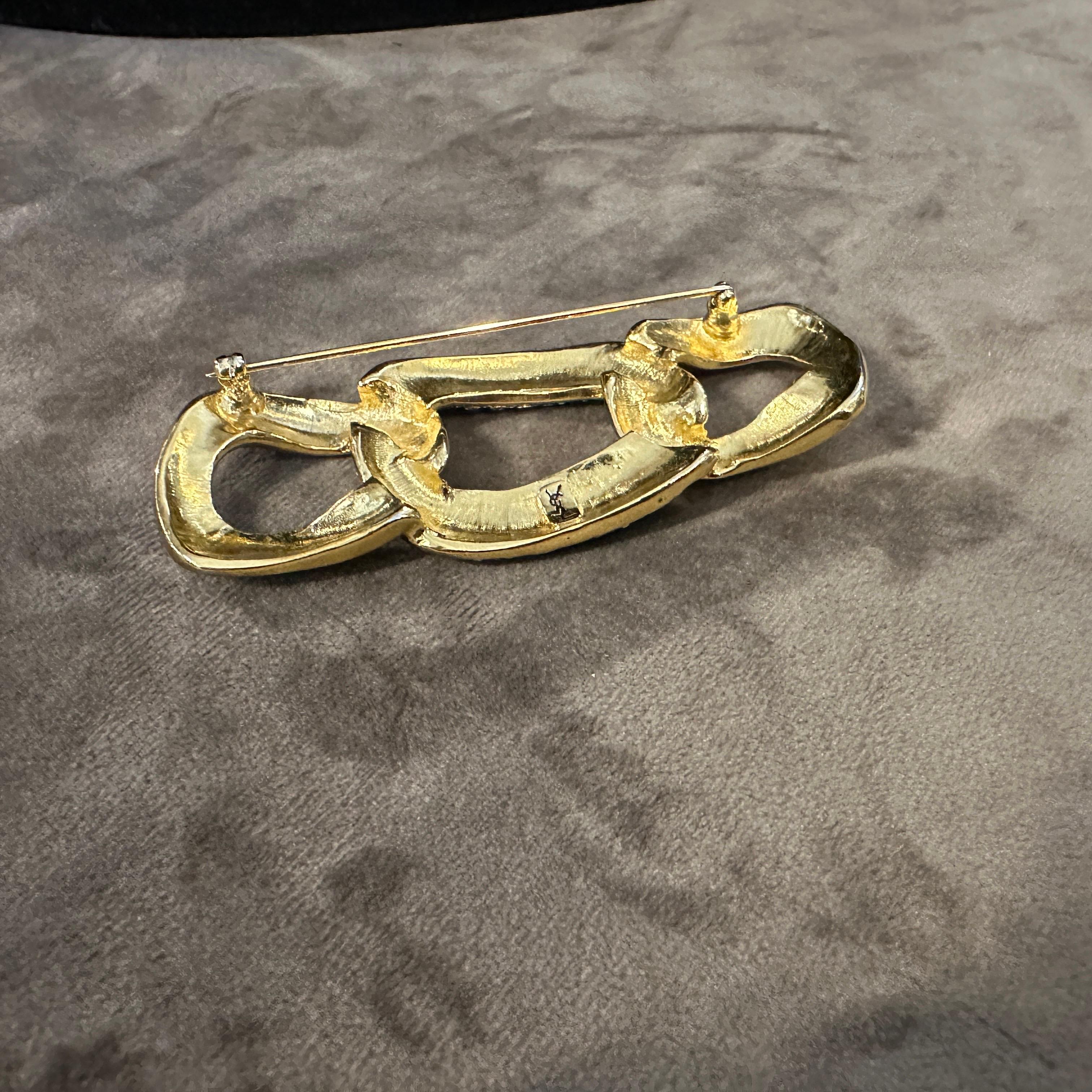 1990s Elegant Costume Jewelry Brooch by Yves Saint Laurent For Sale 4