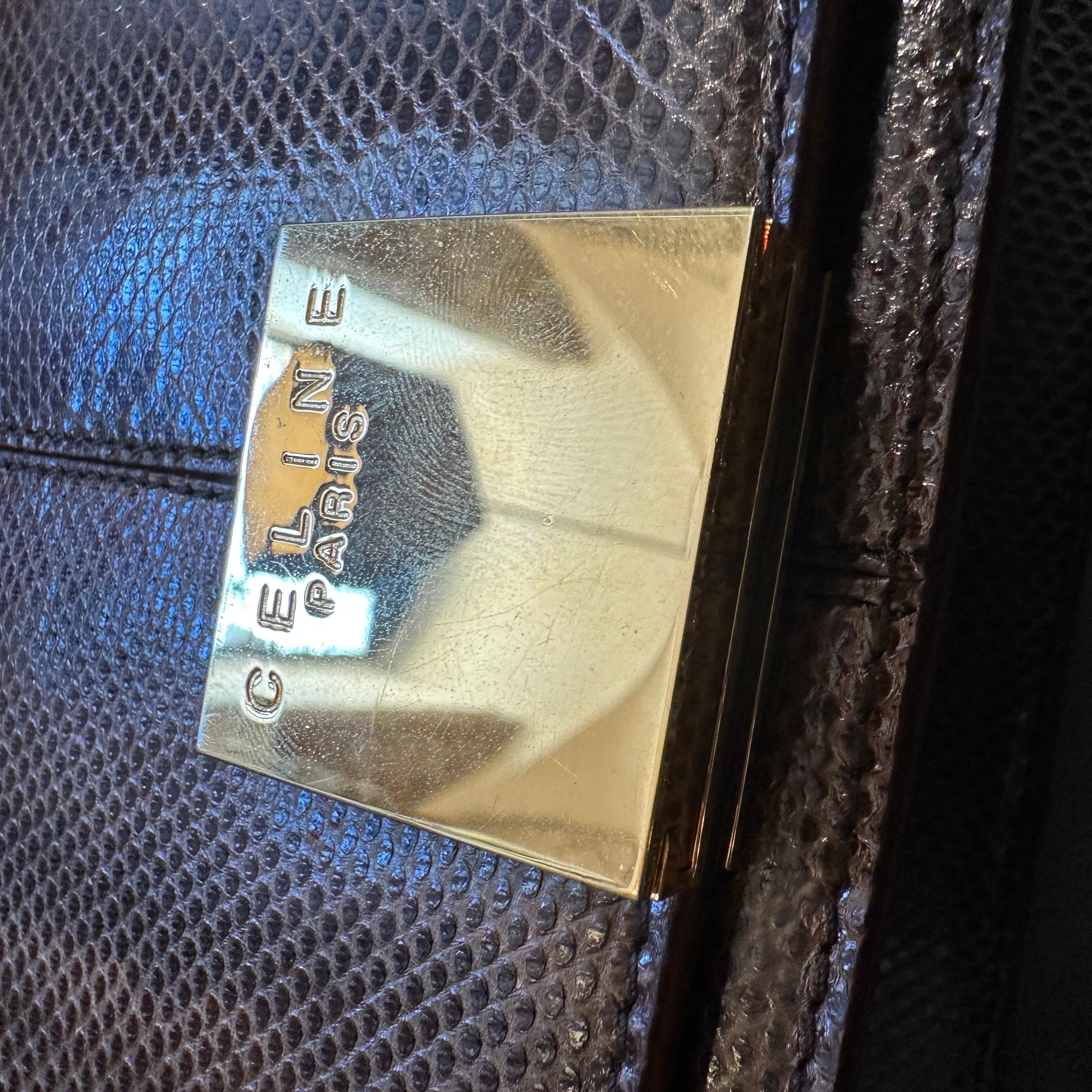 Borsa a tracolla Eleg anni '90 di alta qualità in pelle marrone e ottone di Celine Paris in vendita 12