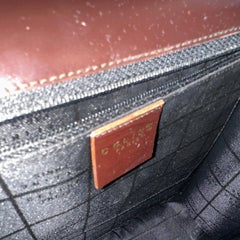 1990s Elegant High Quality Brown Leather and Brass Shoulder Bag by Celine Paris