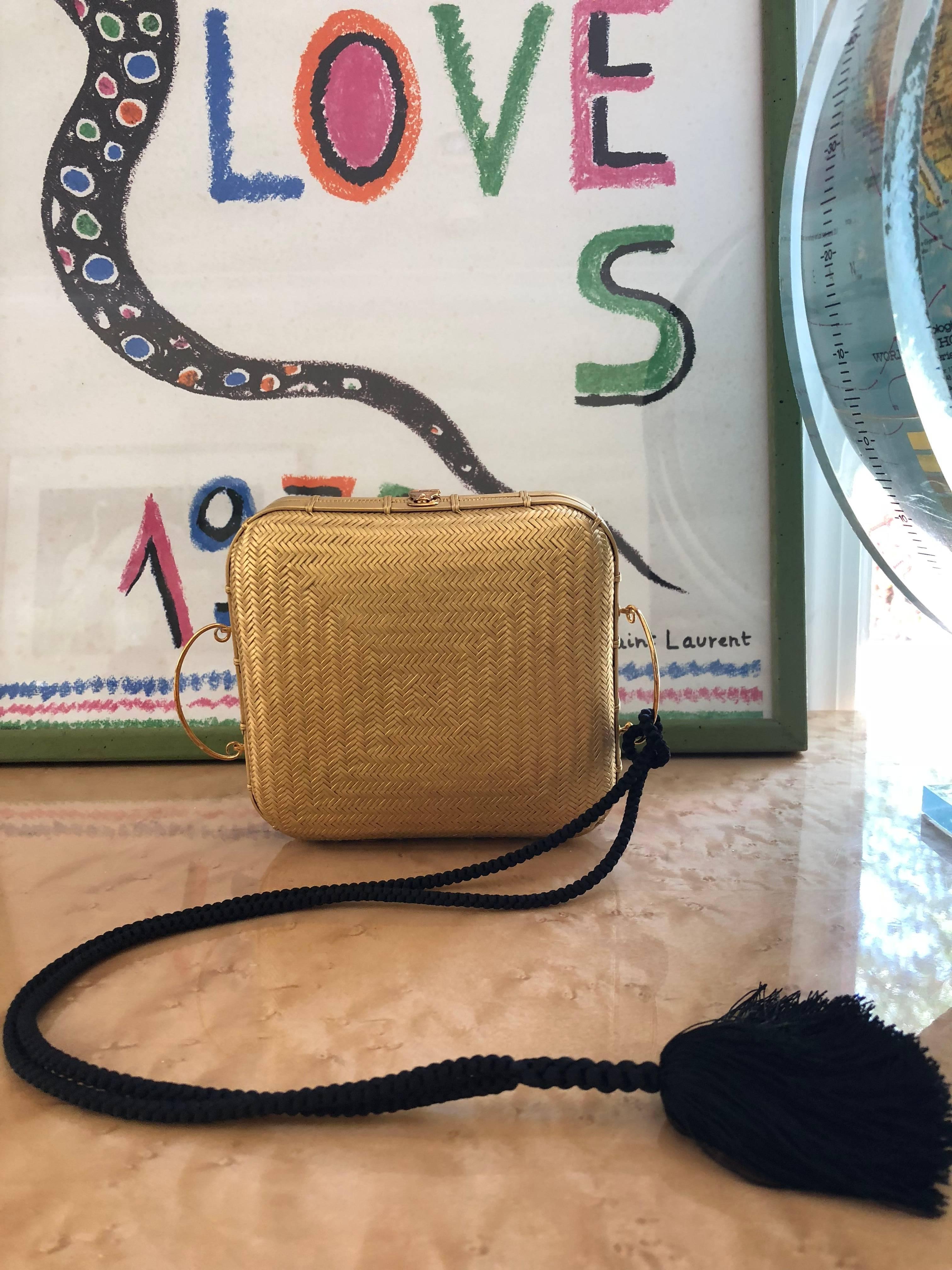 Tiffany & Co. by Elsa Peretti Gold Lacquered Bamboo Tassel Minaudière Bag, 1990s 8