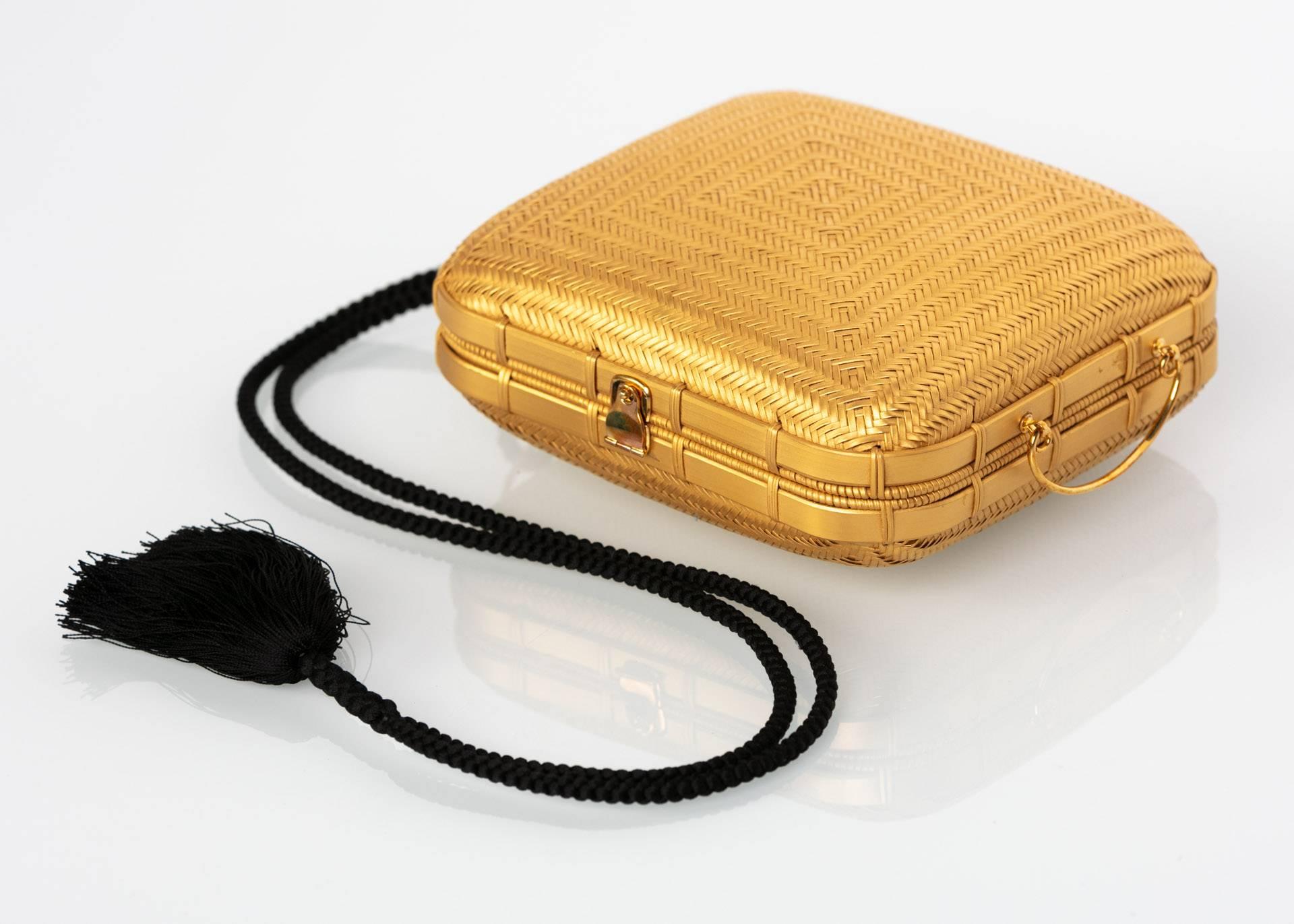 Women's Tiffany & Co. by Elsa Peretti Gold Lacquered Bamboo Tassel Minaudière Bag, 1990s