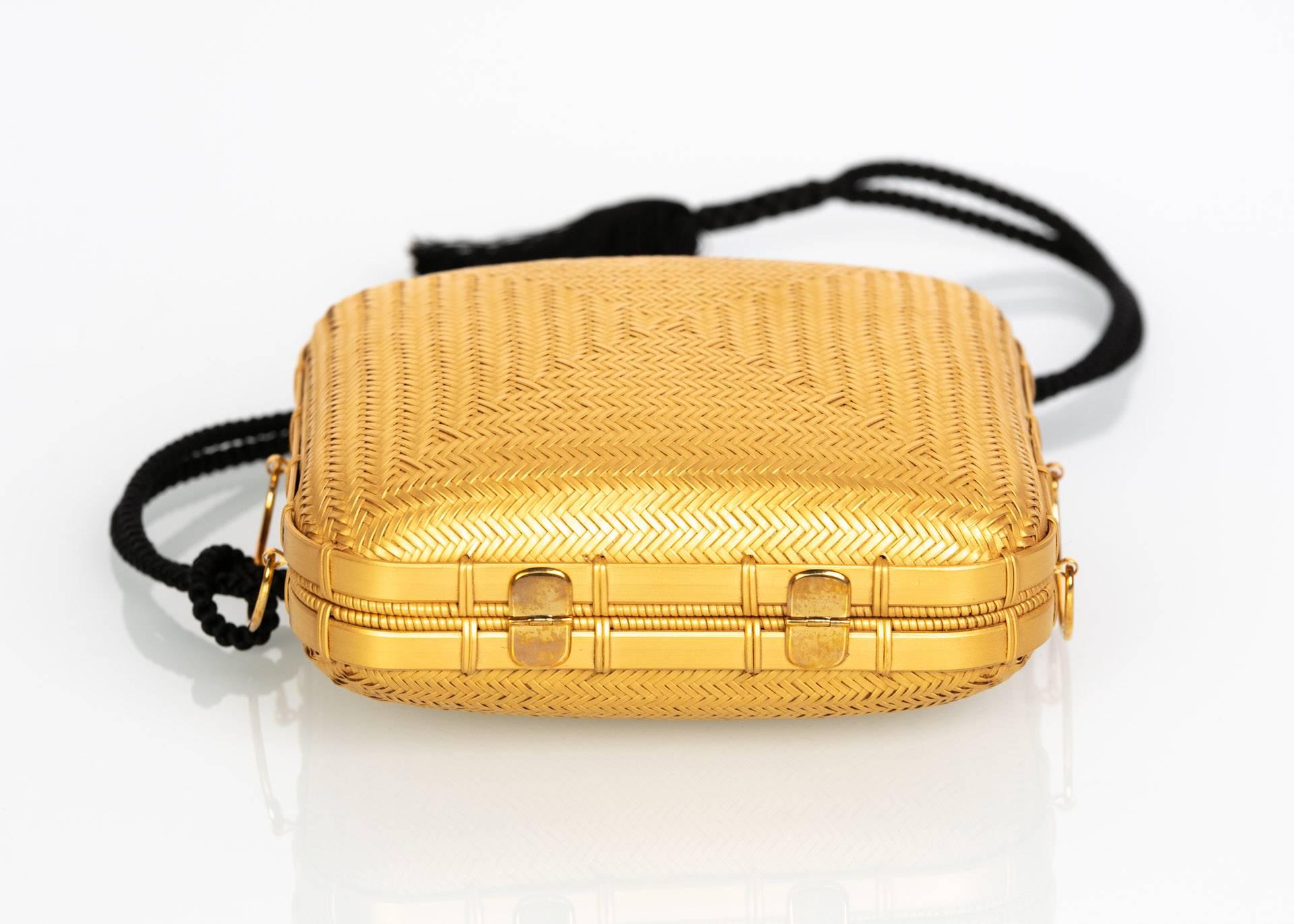 Tiffany & Co. by Elsa Peretti Gold Lacquered Bamboo Tassel Minaudière Bag, 1990s 3