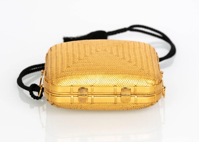 Tiffany and Co. by Elsa Peretti Gold Lacquered Bamboo Tassel Minaudière Bag,  1990s at 1stDibs