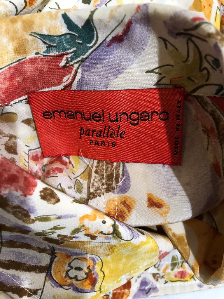 1990s Emanuel Ungaro Garden Flower Print Vintage 90s Silk Blazer Jacket ...