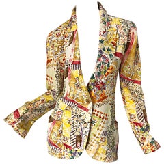 Giacca blazer in seta vintage anni '90 Emanuel Ungaro con stampa di fiori da giardino