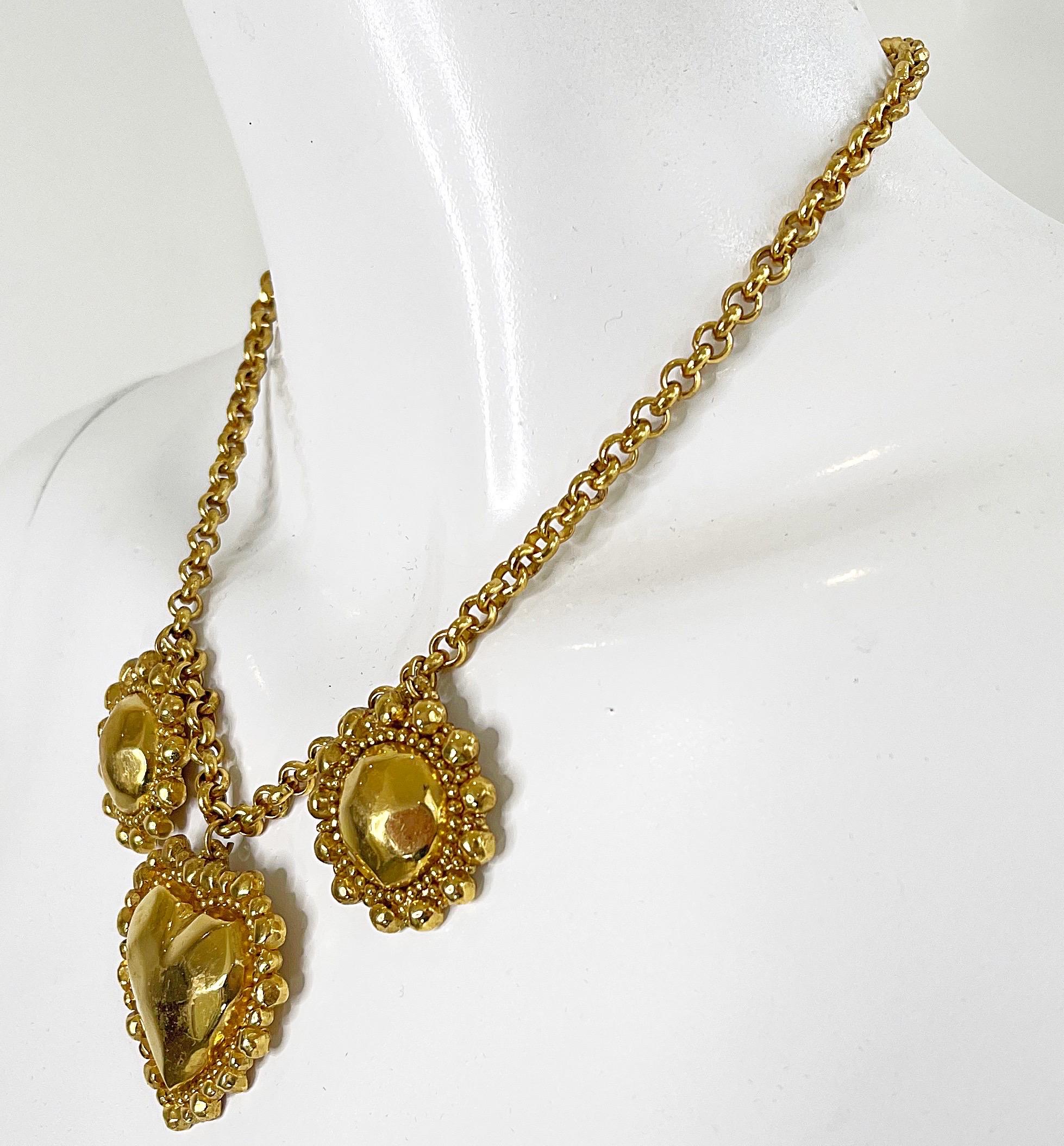 1990s Emanuel Ungaro Heart Shape Gold Plated Vintage 90s Necklace  11