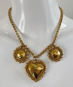 1990s Emanuel Ungaro Heart Shape Gold Plated Vintage 90s Necklace