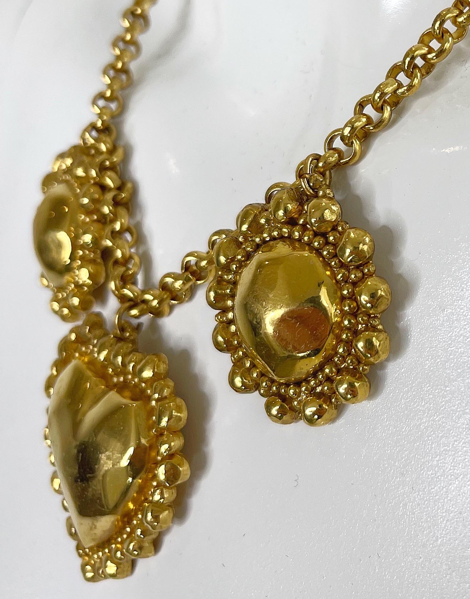 1990s Emanuel Ungaro Heart Shape Gold Plated Vintage 90s Necklace  3